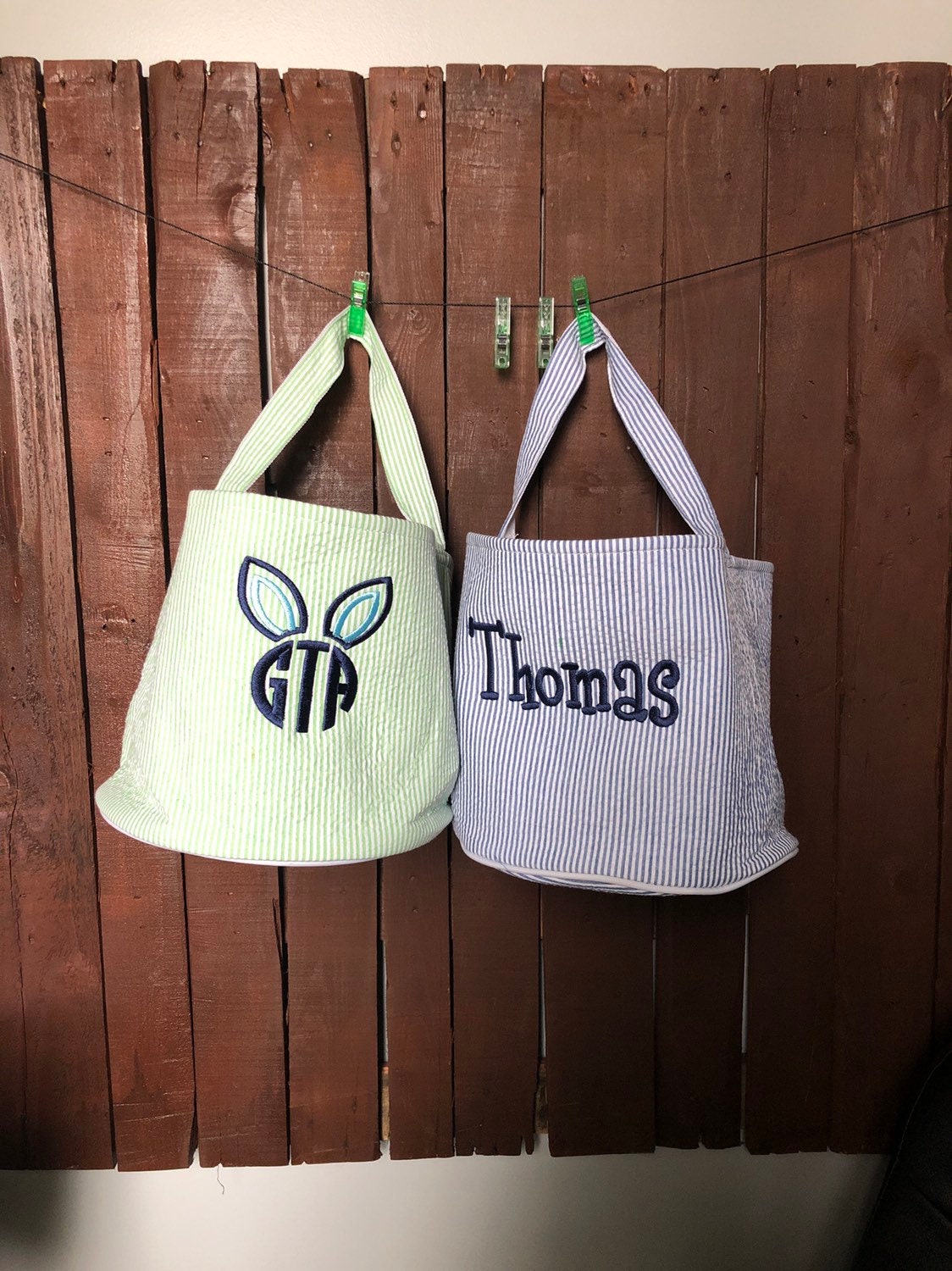 Seersucker Easter Buckets - personalized